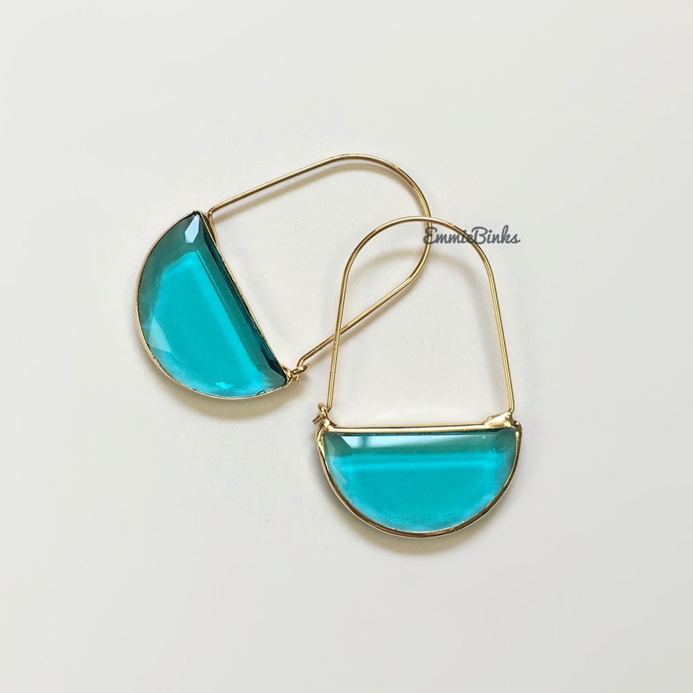 ✨3for$38  New Anthro Blue Glass Crescent Hoop Earrings